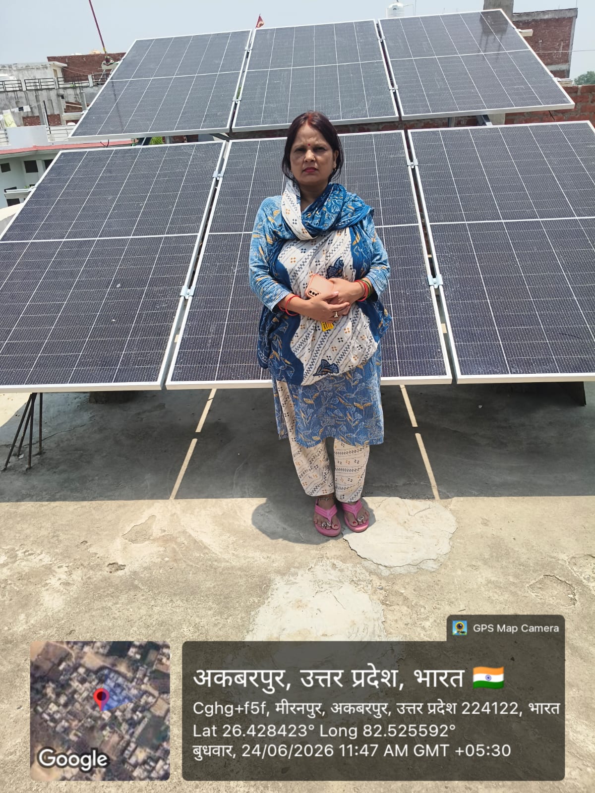 Solar installation in Meeranpur, Akbarpur